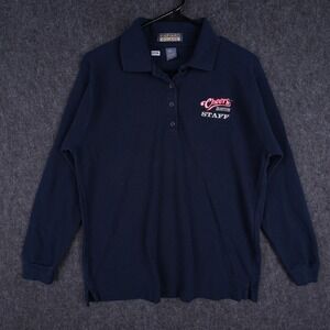 Vintage Harvard Square Cheers Boston Staff Polo Women Large Navy Excellent Logo